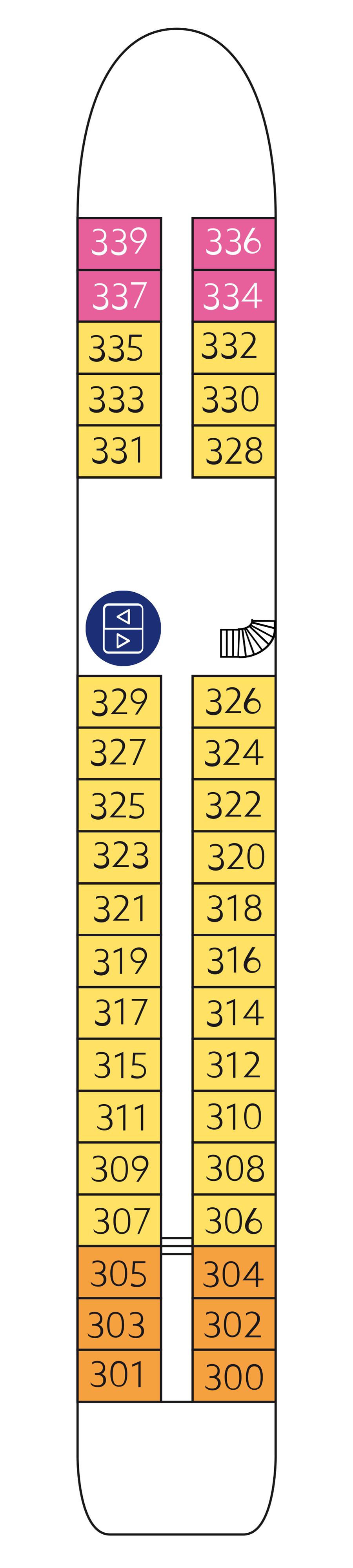 Upper deck (All cabins with walk-out balcony)