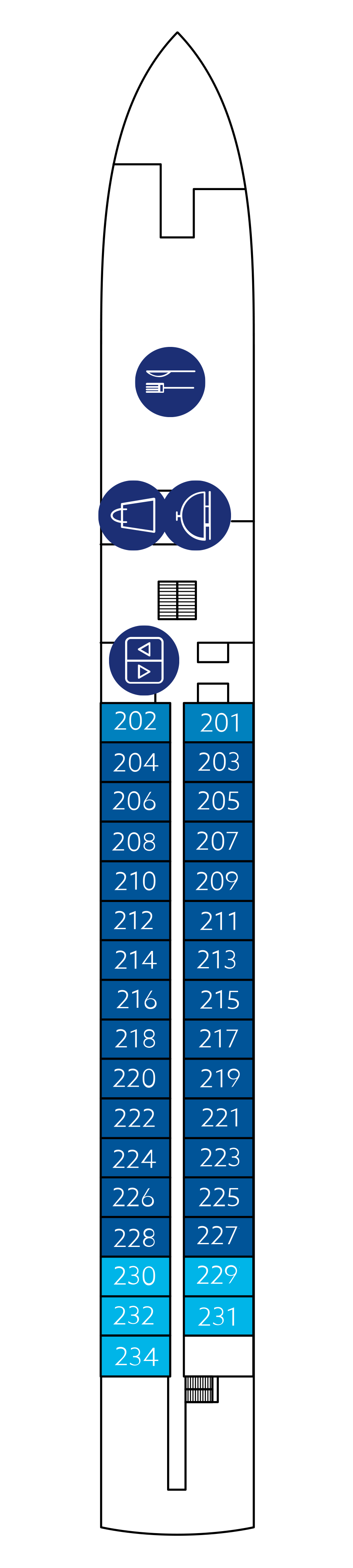 Middle deck (all cabins with retractable panoramic