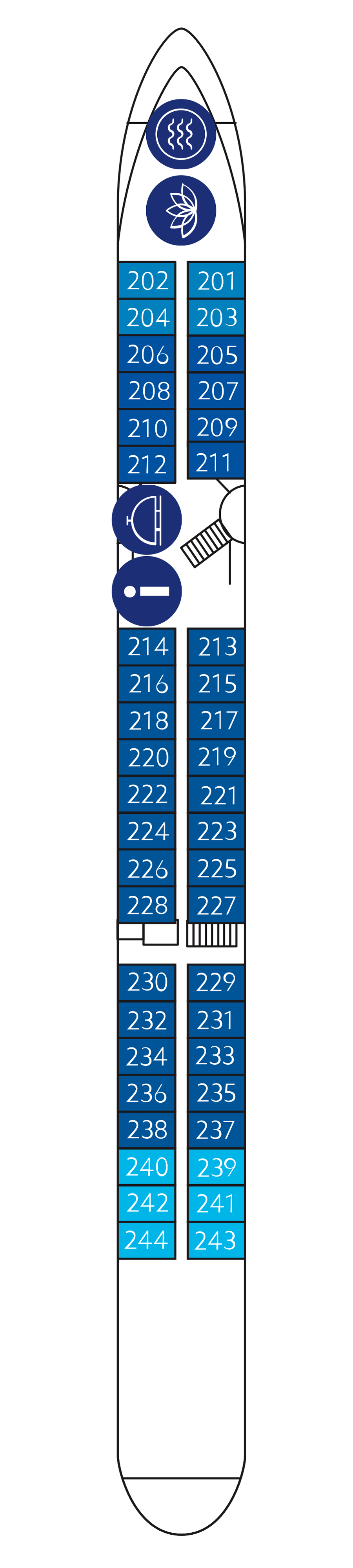 Middle deck (All cabins with French balcony)