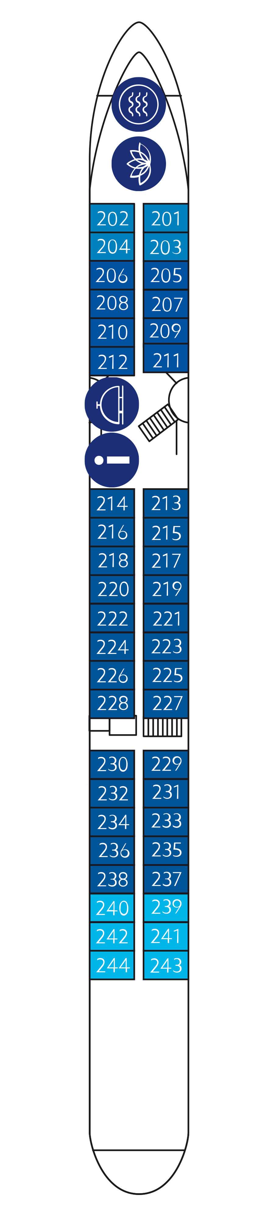 Middle deck (All cabins with French balcony)