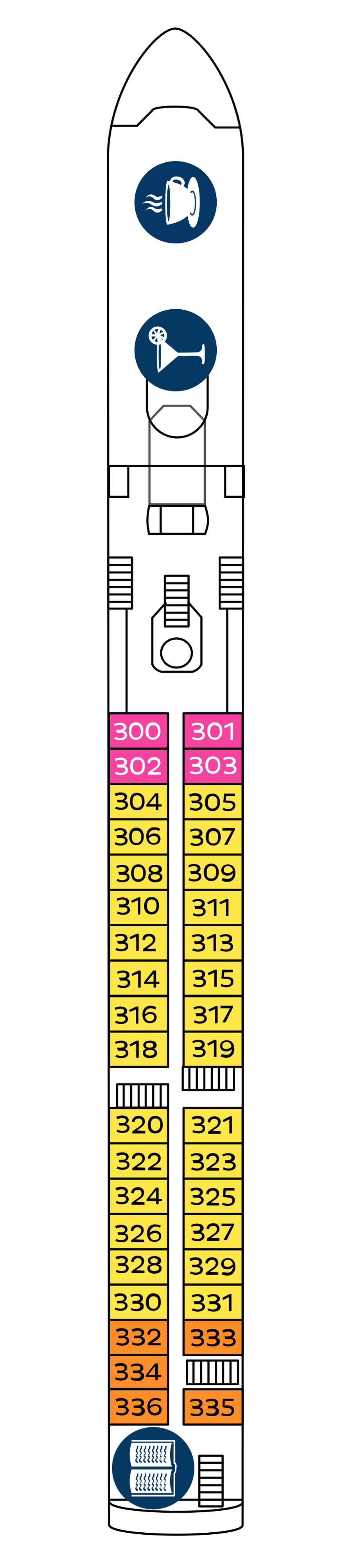 Upper deck (All cabins with French balcony)