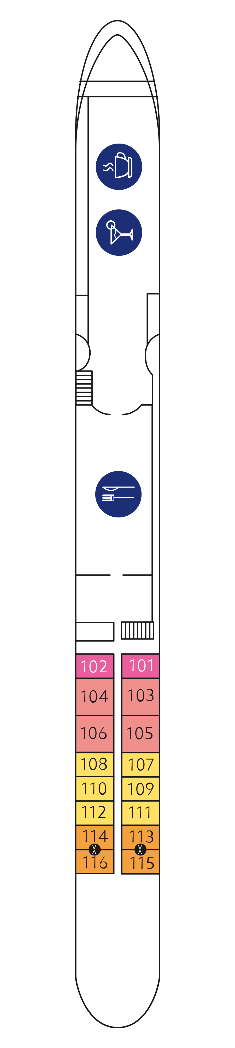 Upper deck (All cabins with French balcony)