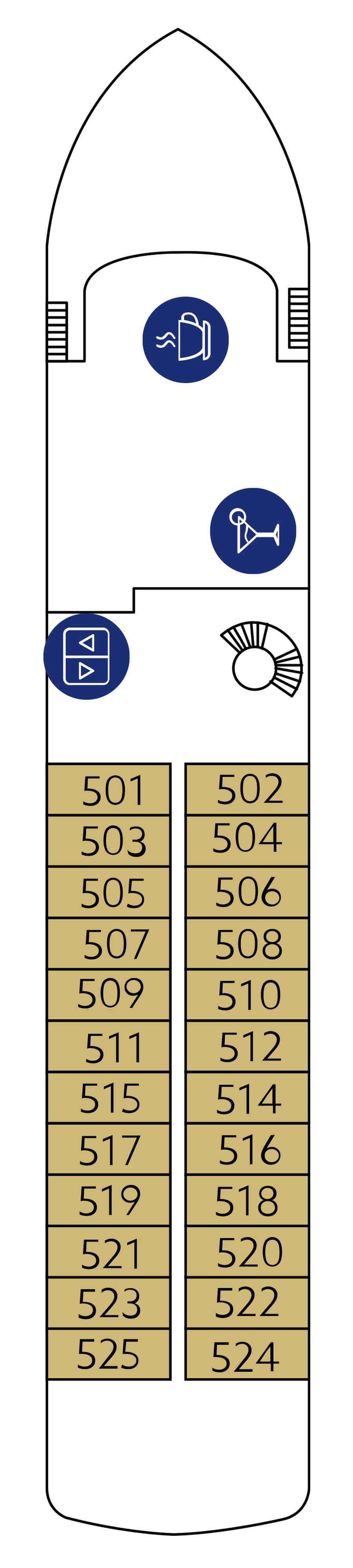 Deck 4 (All cabins with private balcony)