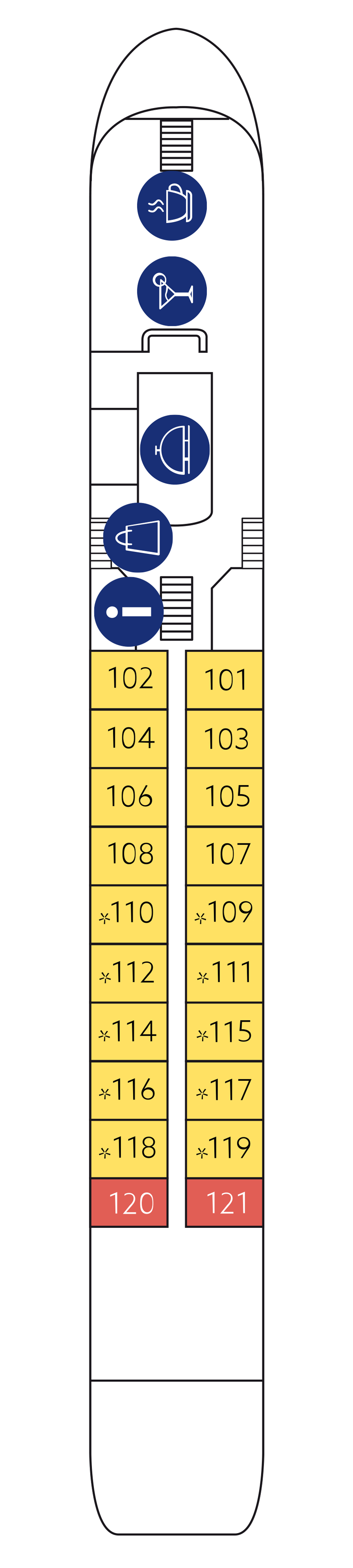 Upper deck (All cabins with French balcony)