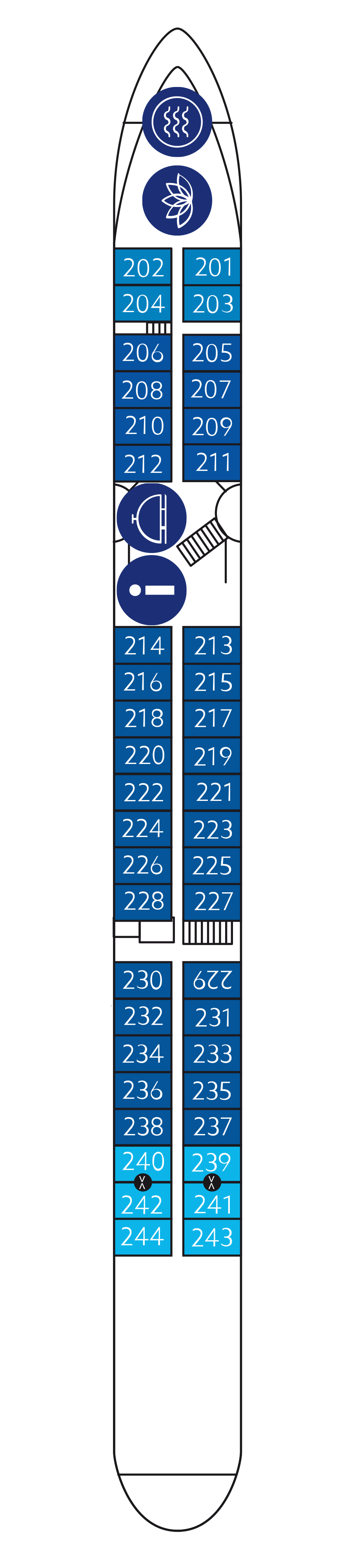 Middle deck (All cabins with French balcony)