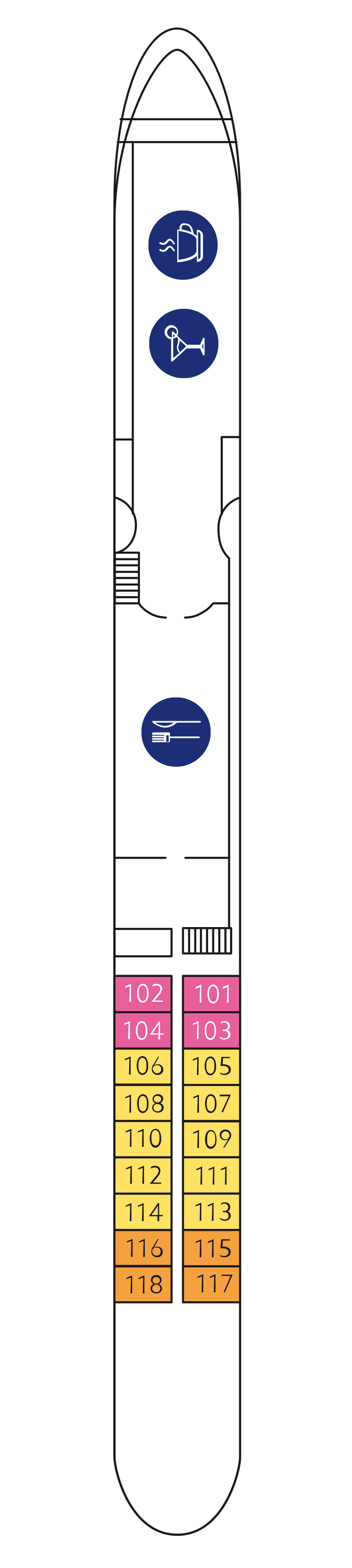 Upper deck (All cabins with French balcony)