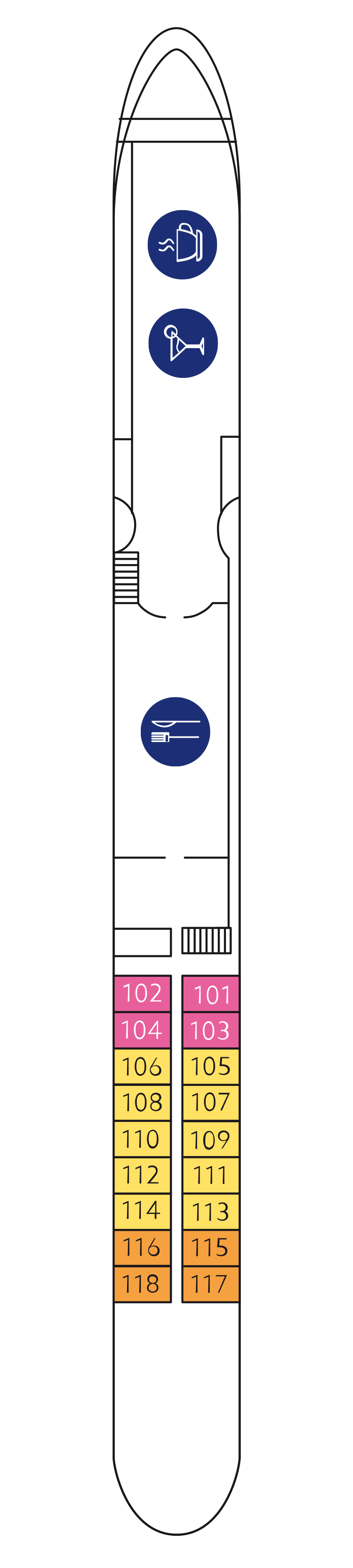 Upper deck (All cabins with French balcony)